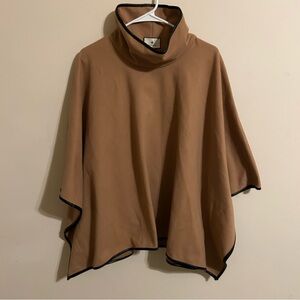 Tuckernuck Camel Leather Trim Funnel Neck Piper Poncho